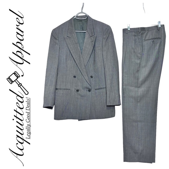 Dior Other - Christian Dior Monsieur Gray Pinstripe Double Breasted 2 Piece Suit